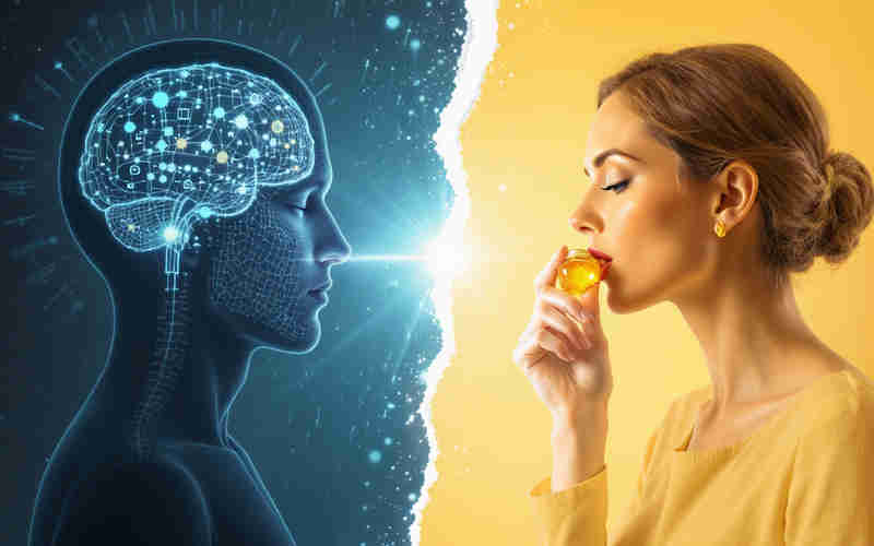 jalea real y homeopatía, imagen de una mujer comiendo jalea real y a su lado otra con medicina energética.