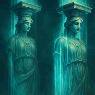 adquirir virtudes, virtudes teologales, las cariátides esculturas femeninas que sostienen el templo