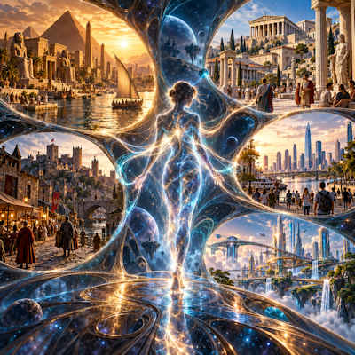 Los humanos viajeros del tiempo-espacio.